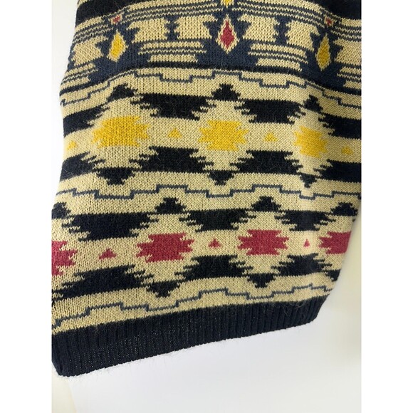 Tequila Solo Wool Mohair Sweater V-Neck Southwest Pattern Oversized Womens Small - Picture 4 of 11